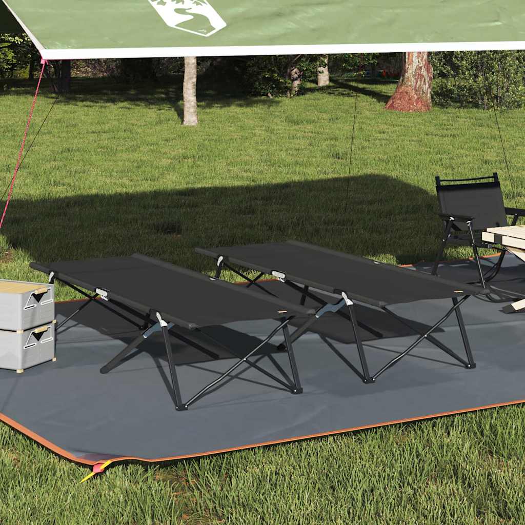 Foldende Camping Seng 2 pcs Sort 206 x 76 x 74 cm