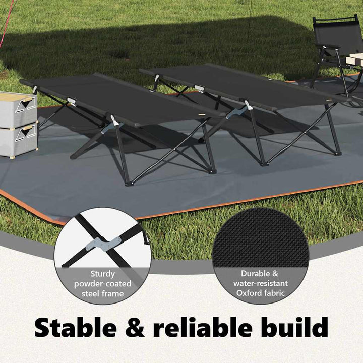 Foldende Camping Seng 2 pcs Sort 206 x 76 x 74 cm