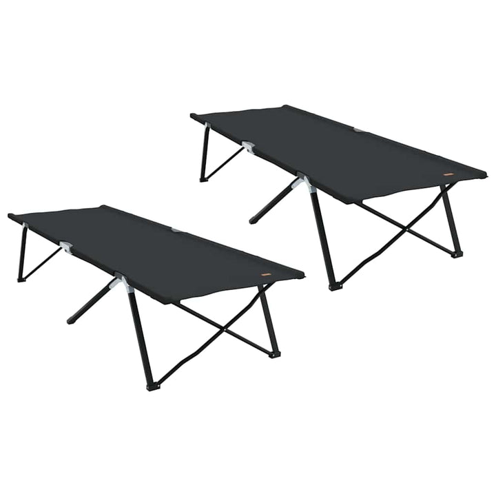 Foldende Camping Seng 2 pcs Sort 206 x 76 x 74 cm
