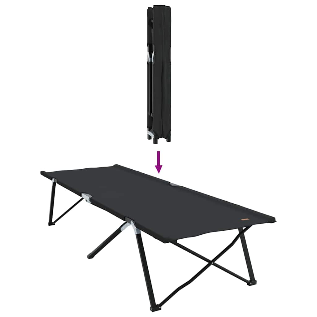 Foldende Camping Seng 2 pcs Sort 206 x 76 x 74 cm