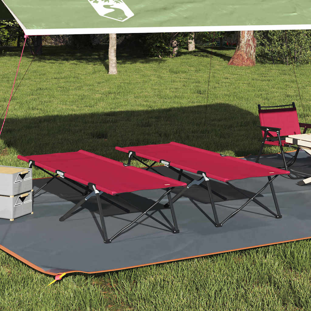 Foldende Camping Seng 2 pcs Rød 206 x 76 x 74 cm Oxford og Stål