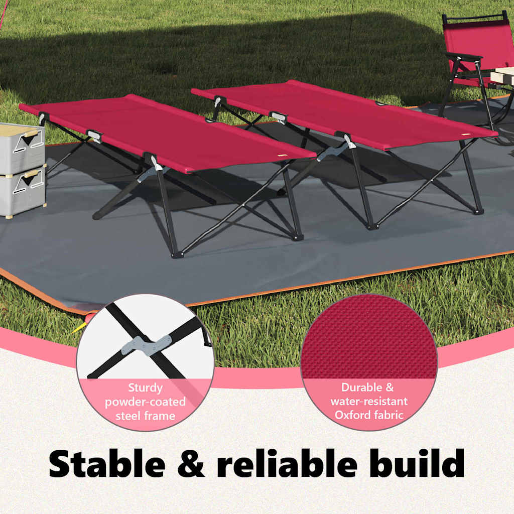 Foldende Camping Seng 2 pcs Rød 206 x 76 x 74 cm Oxford og Stål