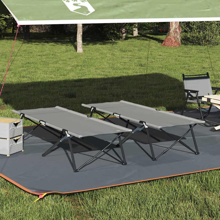 Foldende Camping Seng 2 pcs Grå 206 x 76 x 74 cm Oxford og Stål