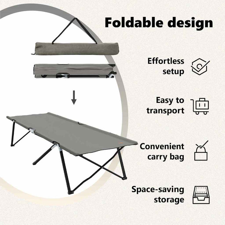 Foldende Camping Seng 2 pcs Grå 206 x 76 x 74 cm Oxford og Stål