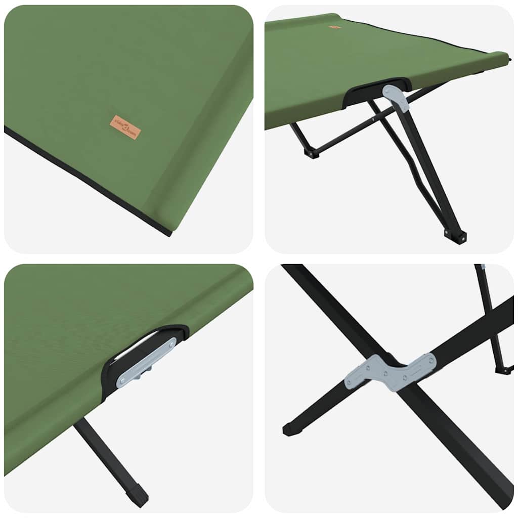 Foldende Camping Seng 2 pcs Grøn 206 x 76 x 74 cm