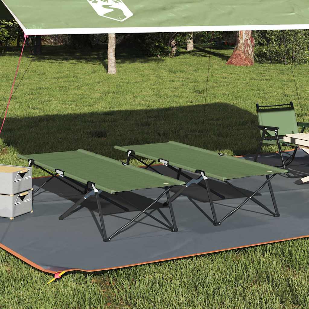 Foldende Camping Seng 2 pcs Grøn 206 x 76 x 74 cm