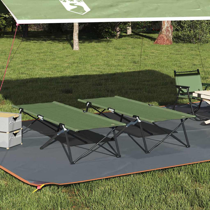 Foldende Camping Seng 2 pcs Grøn 206 x 76 x 74 cm