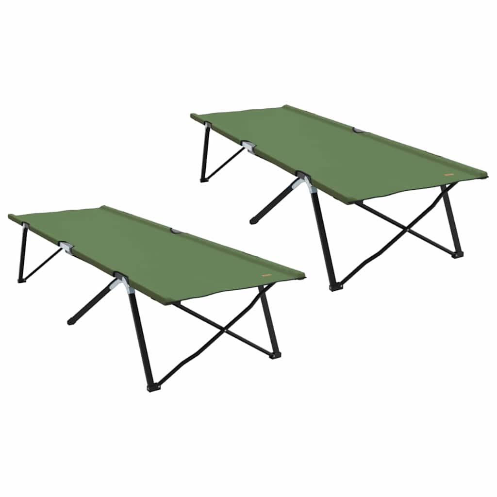 Foldende Camping Seng 2 pcs Grøn 206 x 76 x 74 cm
