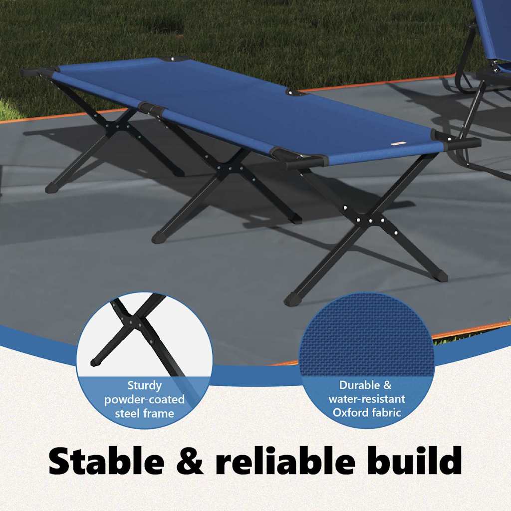 Foldende Camping Seng Blå 193 x 69 x 45 cm Oxford stof