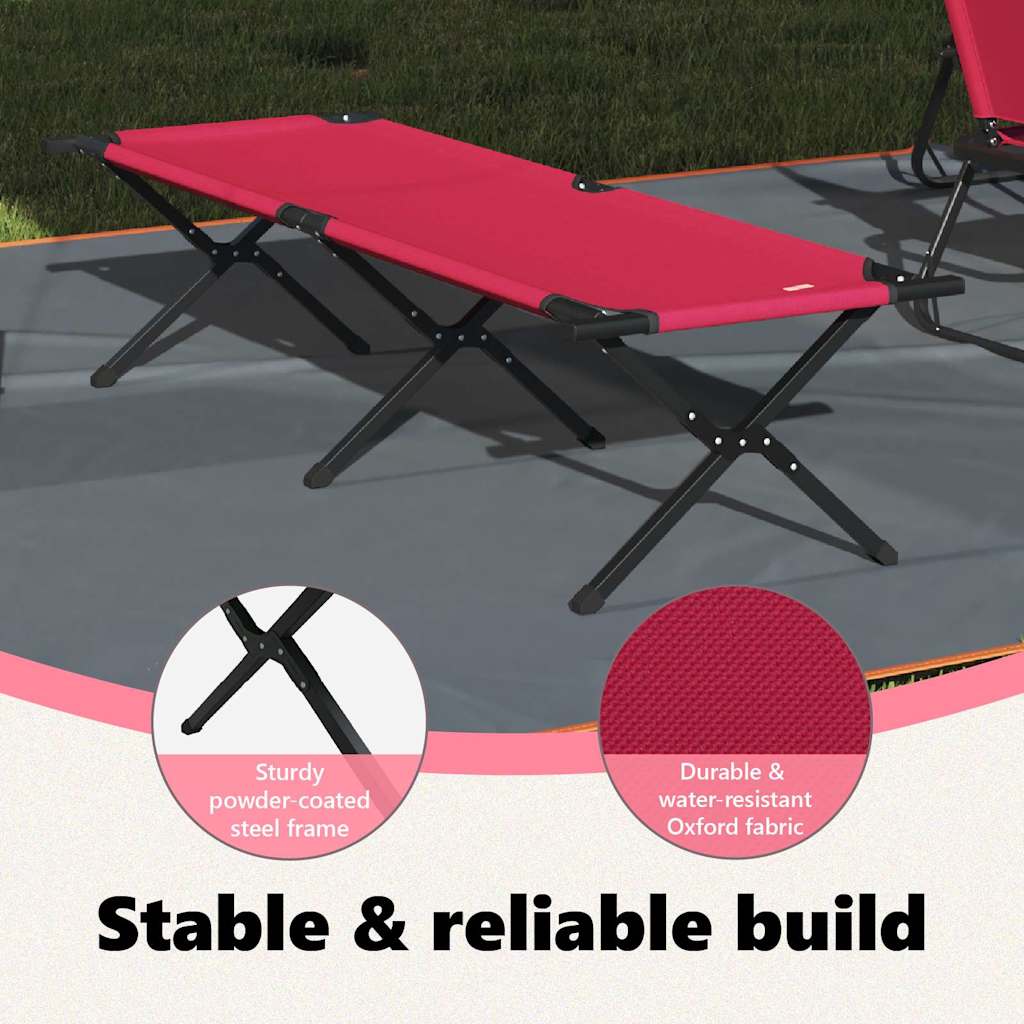 Foldende Camping Seng Rød 193 x 69 x 45 cm Oxford stof