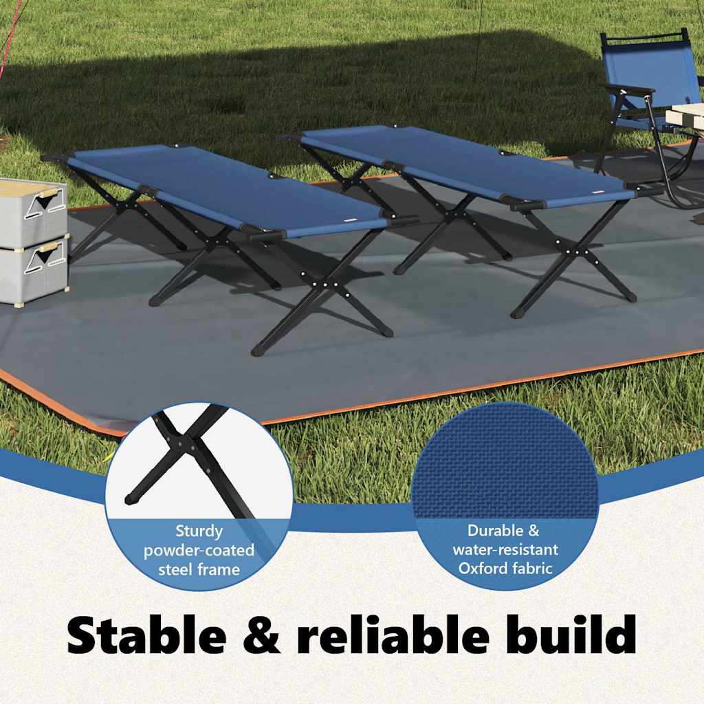 Foldende Camping Seng 2 pcs Blå 193 x 69 x 45 cm Oxford stof