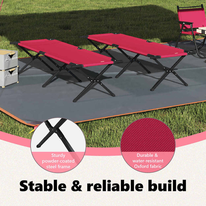 Foldende Camping Seng 2 pcs Rød 193 x 69 x 45 cm Oxford stof