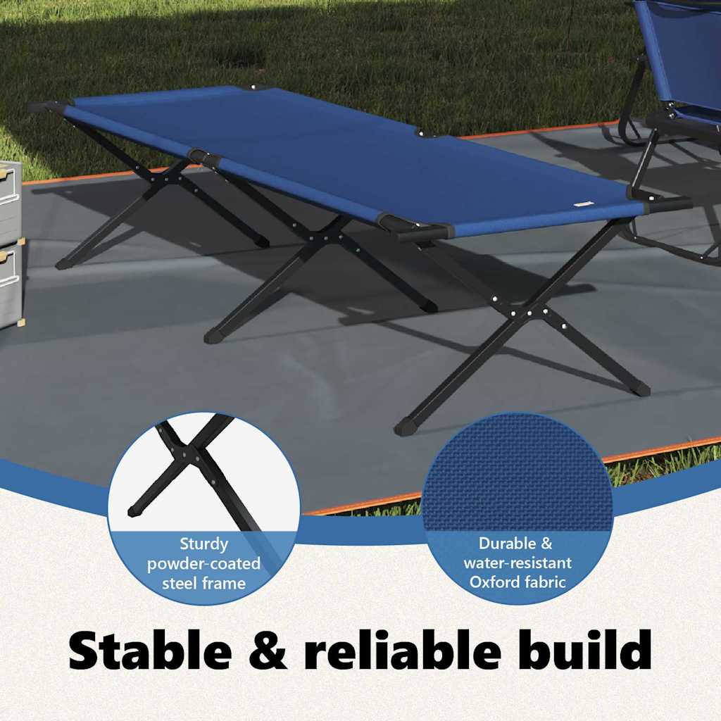 Foldende Camping Seng Blå 210 x 80 x 46 cm Oxford stof