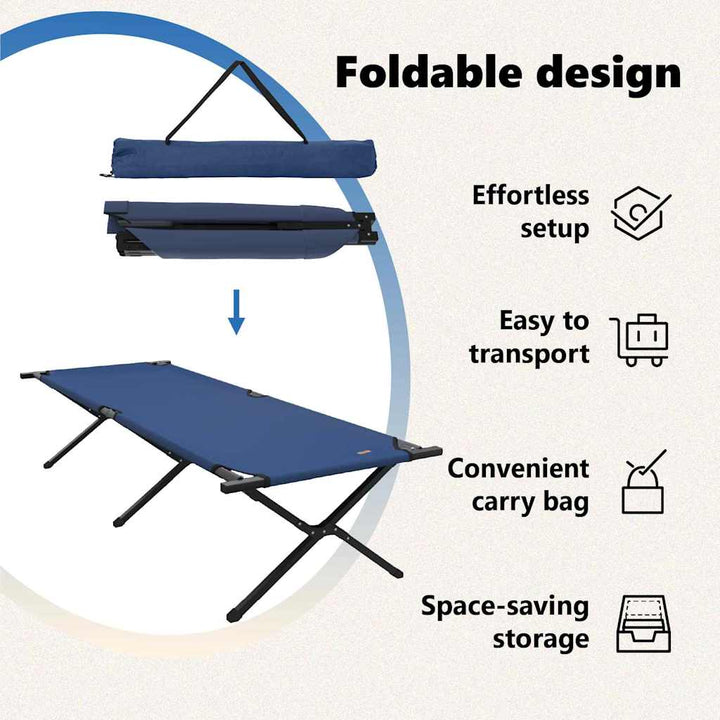 Foldende Camping Seng Blå 210 x 80 x 46 cm Oxford stof