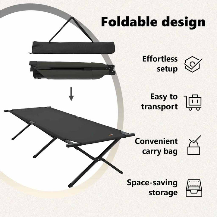Foldende Camping Seng Sort 210 x 80 x 46 cm Oxford stof