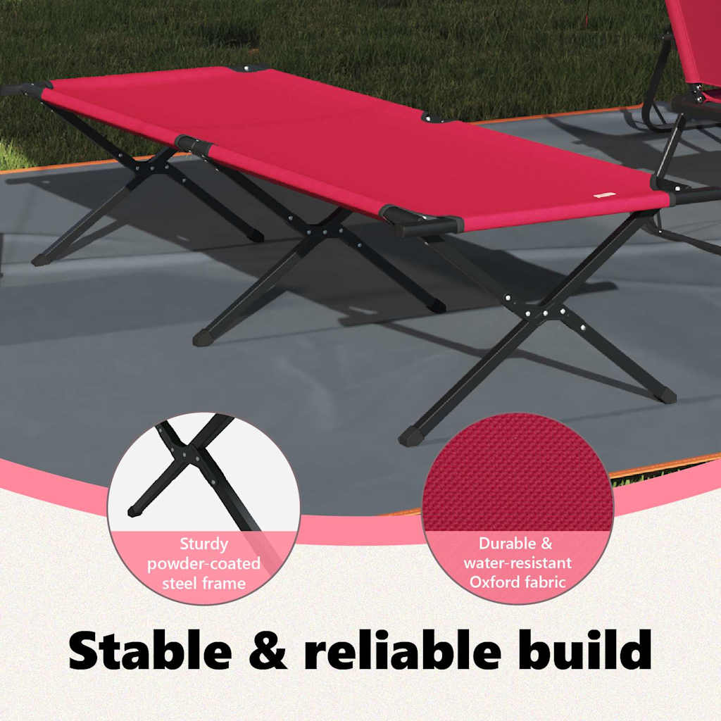 Foldende Camping Seng Rød 210 x 80 x 46 cm Oxford stof