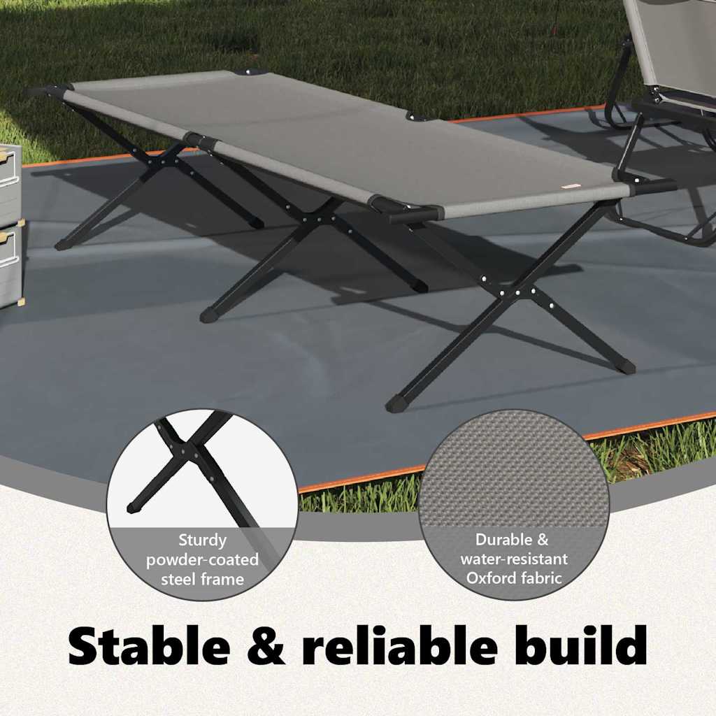 Foldende Camping Seng Grå 210 x 80 x 46 cm Oxford stof