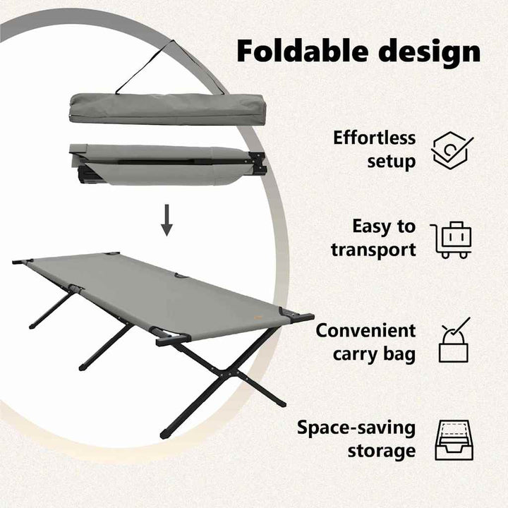 Foldende Camping Seng Grå 210 x 80 x 46 cm Oxford stof