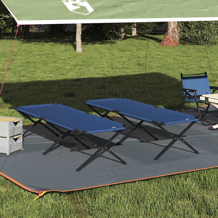 Foldende Camping Seng 2 pcs Blå 210 x 80 x 46 cm Oxford stof