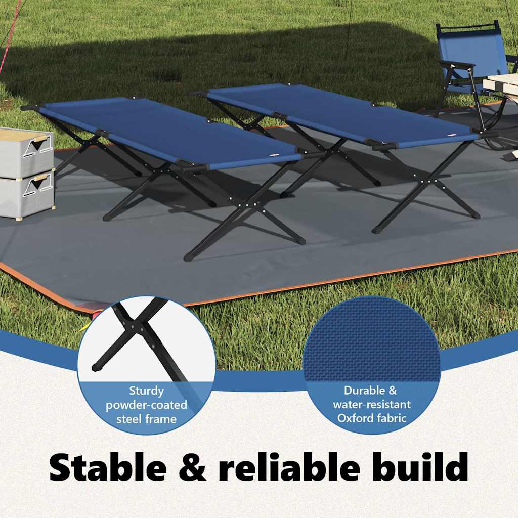 Foldende Camping Seng 2 pcs Blå 210 x 80 x 46 cm Oxford stof