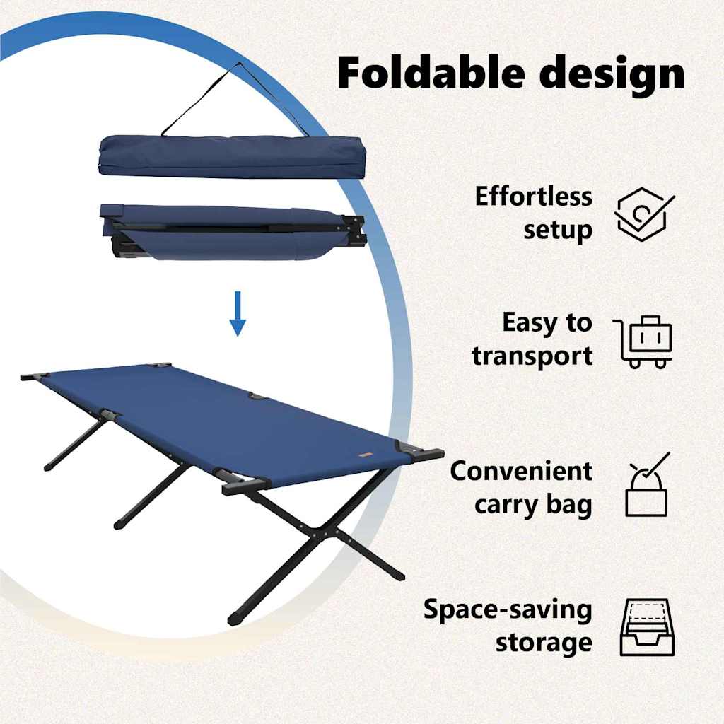Foldende Camping Seng 2 pcs Blå 210 x 80 x 46 cm Oxford stof
