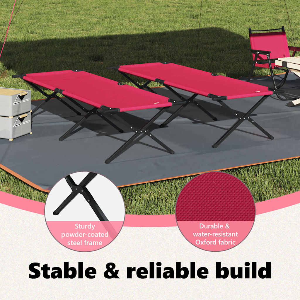 Foldende Camping Seng 2 pcs Rød 210 x 80 x 46 cm Oxford stof
