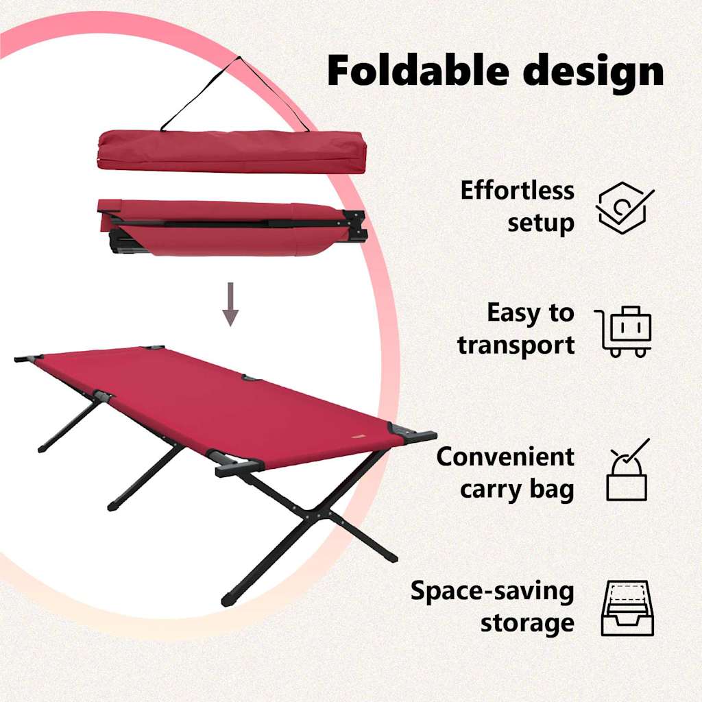 Foldende Camping Seng 2 pcs Rød 210 x 80 x 46 cm Oxford stof