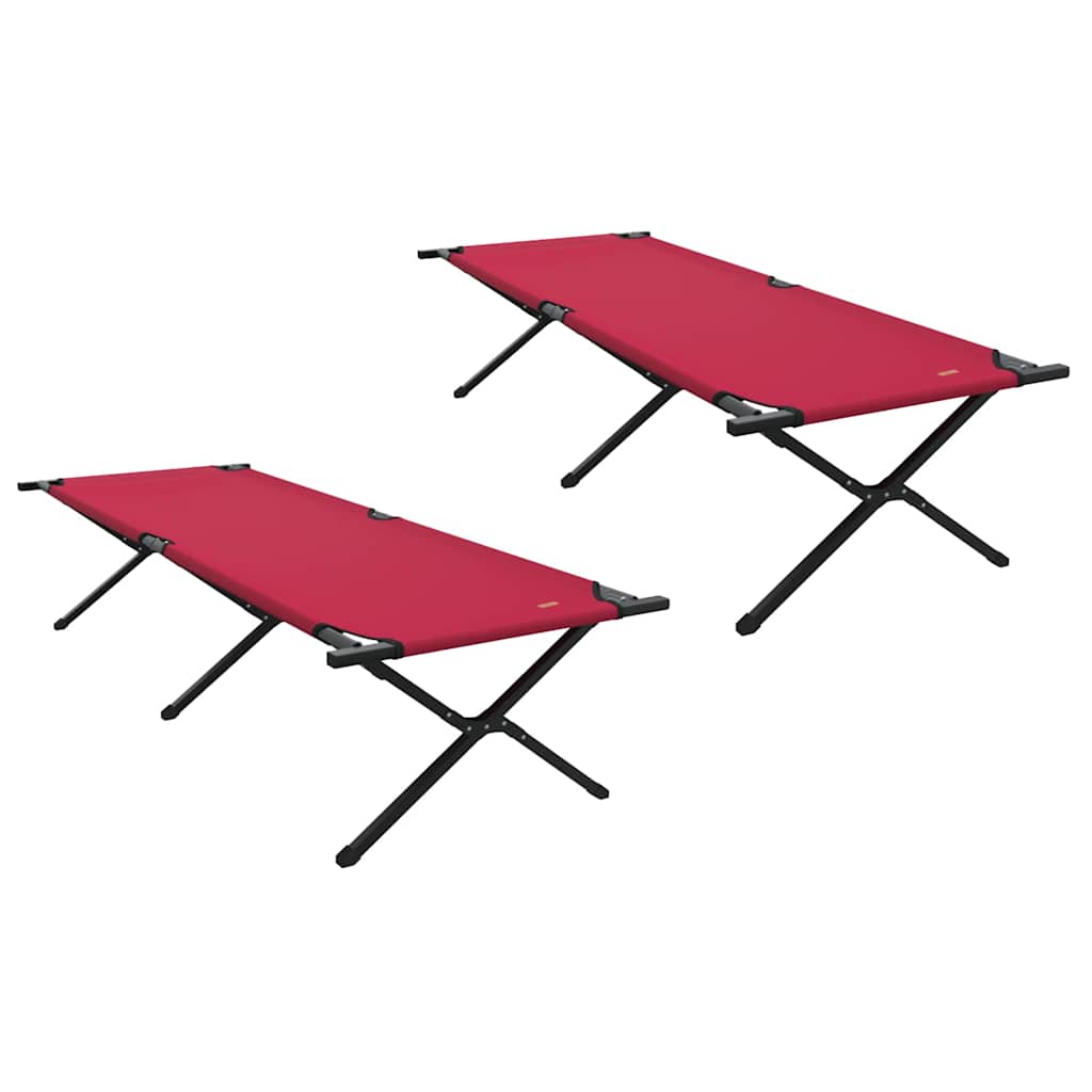Foldende Camping Seng 2 pcs Rød 210 x 80 x 46 cm Oxford stof