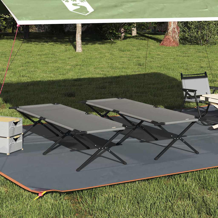 Foldende Camping Seng 2 pcs Grå 210 x 80 x 46 cm Oxford stof