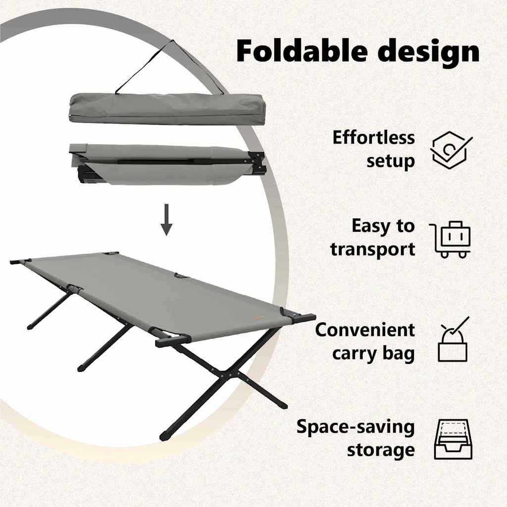 Foldende Camping Seng 2 pcs Grå 210 x 80 x 46 cm Oxford stof