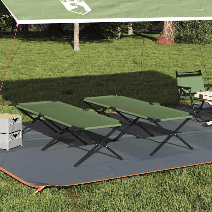 Foldende Camping Seng 2 pcs Grøn 210 x 80 x 46 cm Oxford stof