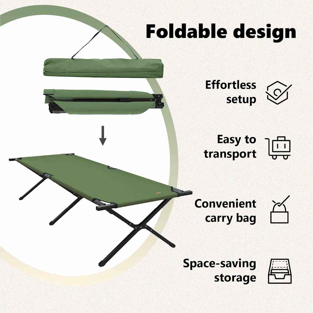 Foldende Camping Seng 2 pcs Grøn 210 x 80 x 46 cm Oxford stof