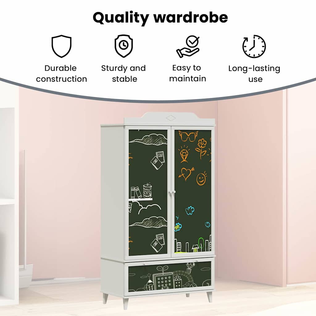 Tavle Garderobe ROROS Hvid 90 x 45 x 165 cm Konstrueret træ
