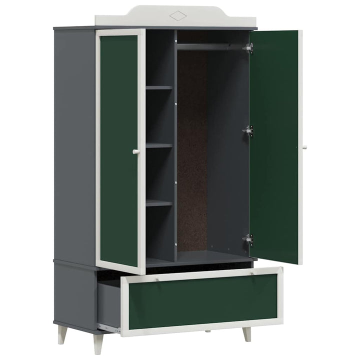 Tavle Garderobe med skuffe ROROS Grå og Hvid 90 x 45 x 165 cm