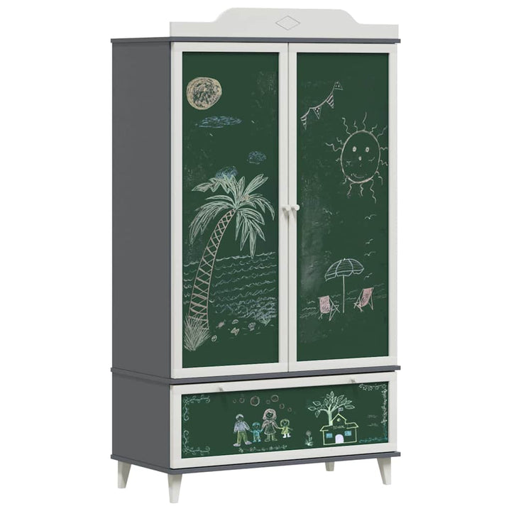 Tavle Garderobe med skuffe ROROS Grå og Hvid 90 x 45 x 165 cm
