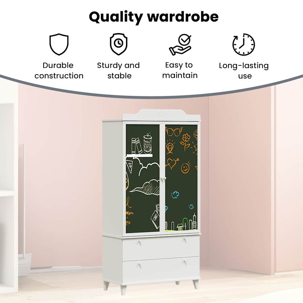 Tavle Garderobe ROROS Hvid 90 x 45 x 180 cm Konstrueret træ