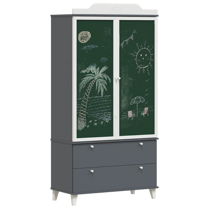 Tavle Garderobe med skuffe ROROS Grå og Hvid 90 x 45 x 180 cm