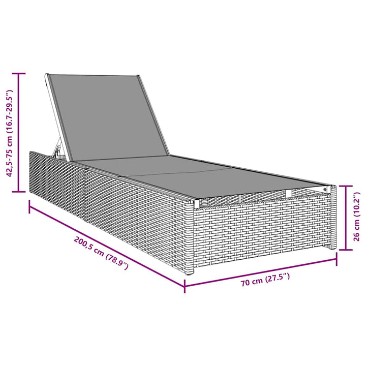 Solstol Grå 200.5 x 70 x 75 cm polyrattan