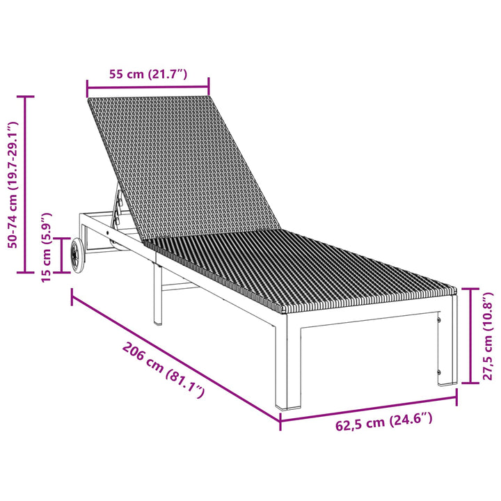 Solseng polyrattan Sort