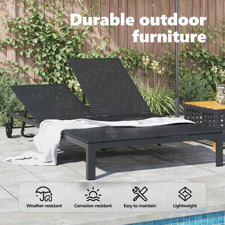 Solseng polyrattan Sort