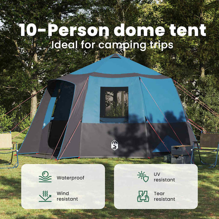Cabin tent til 12 personer Blå og grå 405 x 405 x 273 cm