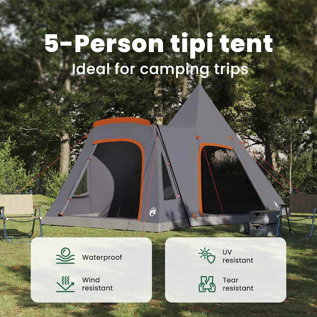 Teepee Telt til 5 Personer Grå og orange 545 x 450 x 295 cm