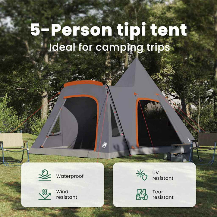 Teepee Telt til 5 Personer Grå og orange 545 x 450 x 295 cm