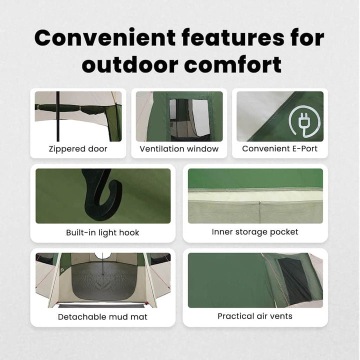 Cabin tent til 12 personer Grøn og Grå 500 x 500 x 294 cm