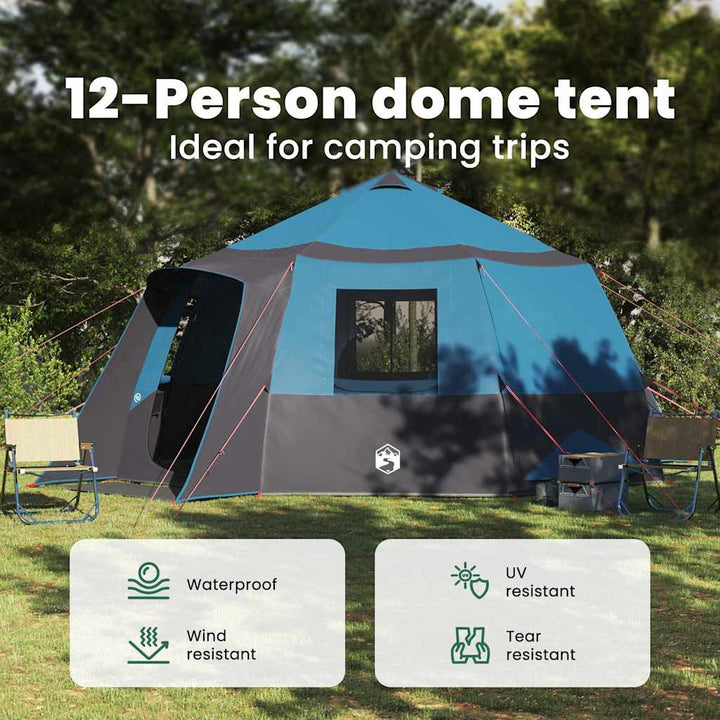 Cabin tent til 12 personer Blå og grå 500 x 500 x 294 cm