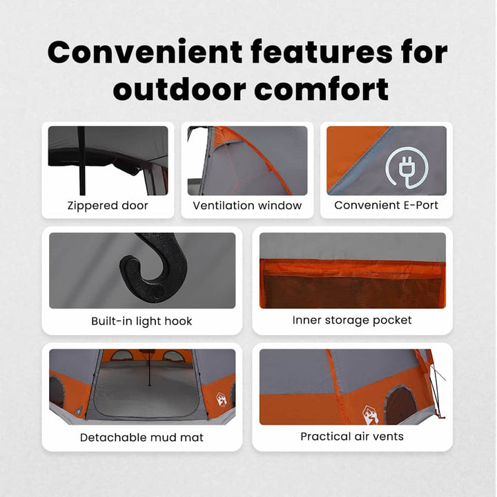 Cabin tent til 12 personer Grå og orange 500 x 500 x 294 cm