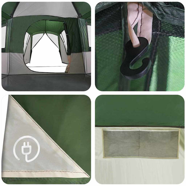 Familietelt til 20 personer Grøn og Hvid 745 x 700 x 217 cm