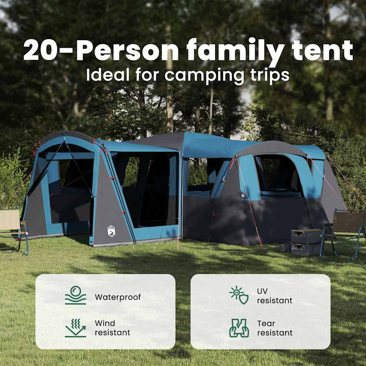 Familietelt til 20 personer Blå og grå 745 x 700 x 217 cm