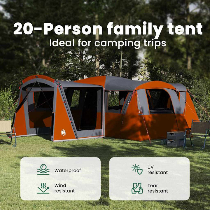 Familietelt til 20 personer Grå og orange 745 x 700 x 217 cm