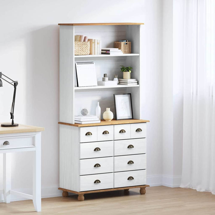 Skab med skuffe ASKIM Hvid 91 x 40 x 184 cm Massiv fyrretræ